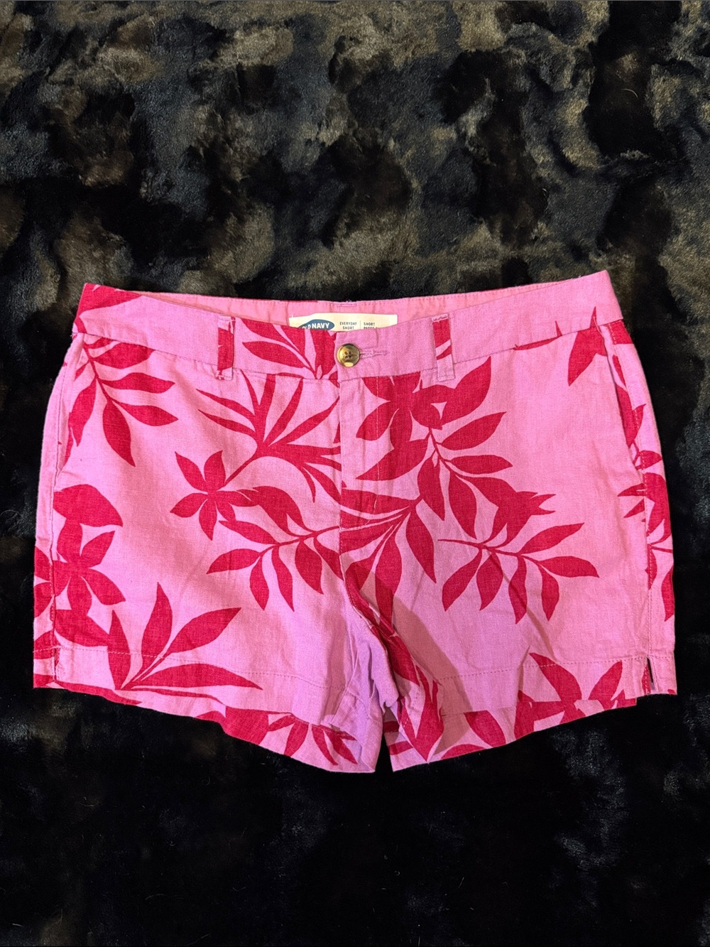 Old Navy Pink and Magenta Tropical Leaf Print Shorts